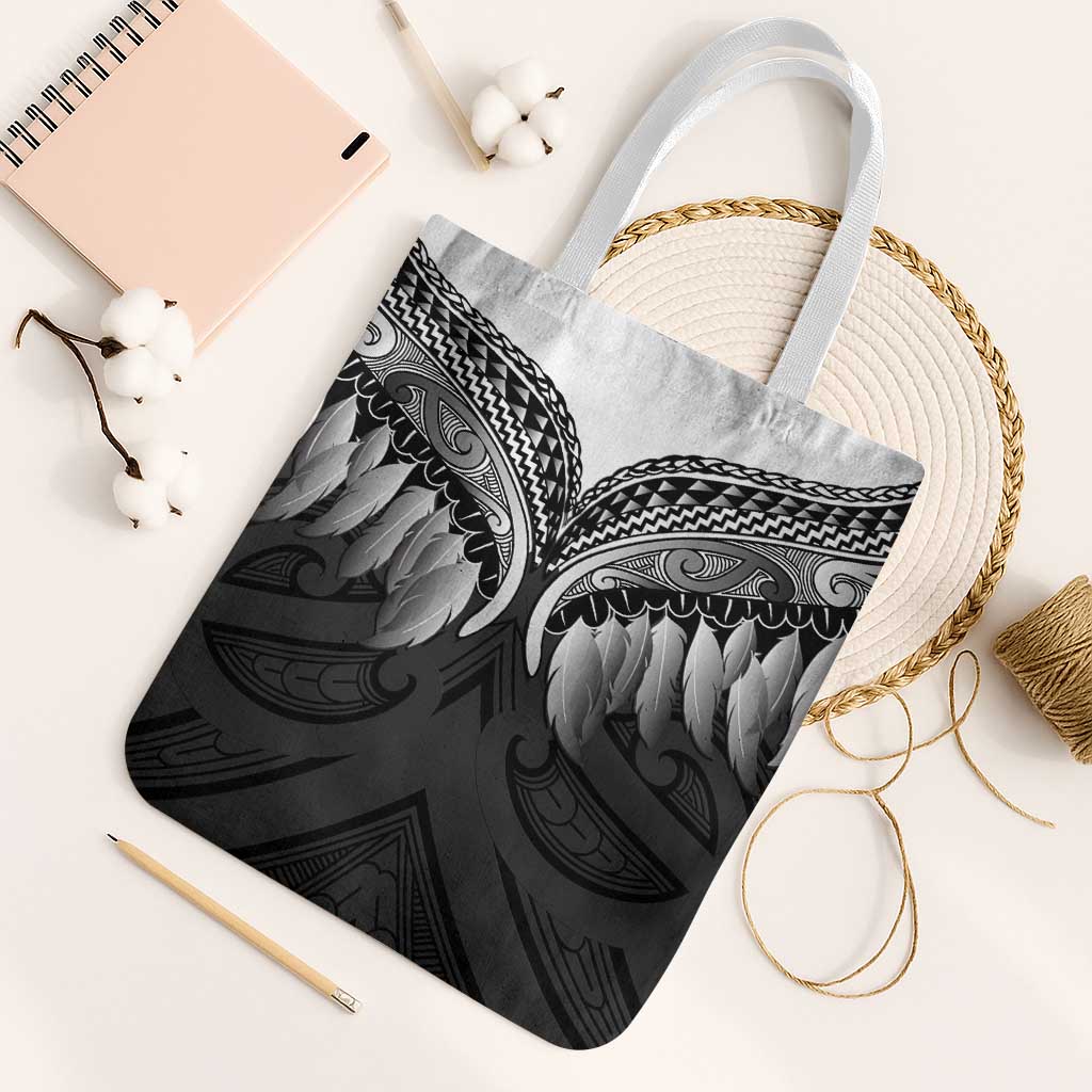 Poutama Korowai New Zealand Tote Bag Aotearoa Maori Tattoo LT14 White Strap One Size Black - Polynesian Pride