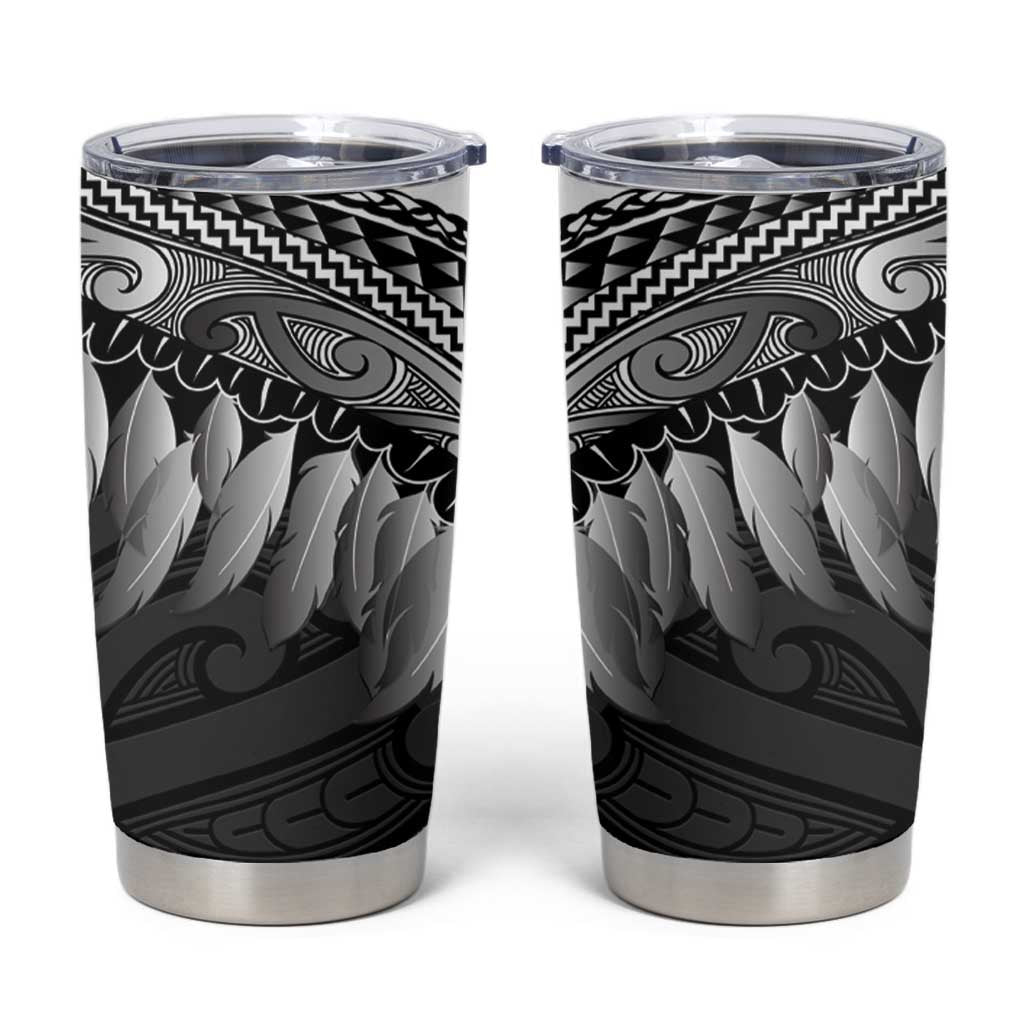 Poutama Korowai New Zealand Tumbler Cup Aotearoa Maori Tattoo LT14 Black - Polynesian Pride