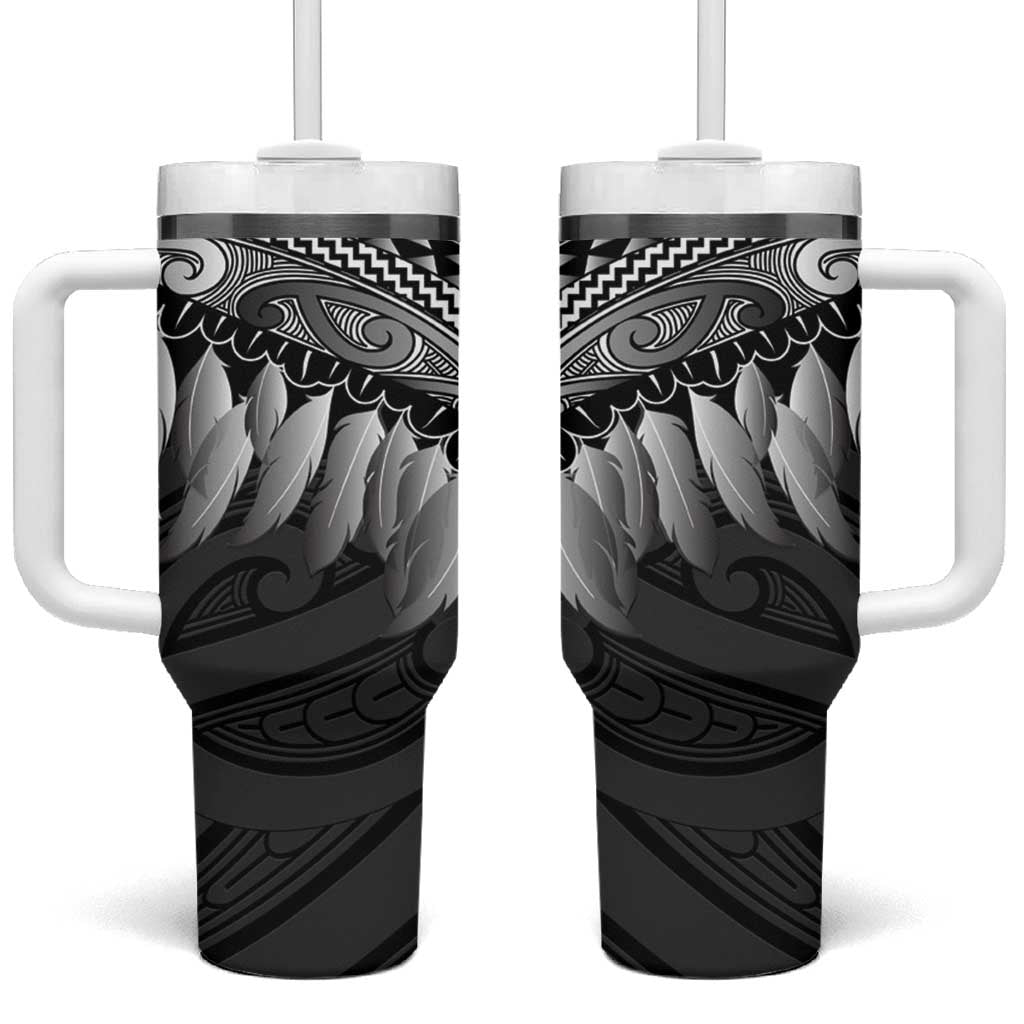 Poutama Korowai New Zealand Tumbler With Handle Aotearoa Maori Tattoo LT14 One Size: 40 oz Black - Polynesian Pride