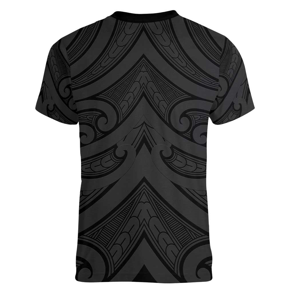 Poutama Korowai New Zealand Women V-Neck T-Shirt Aotearoa Maori Tattoo LT14 - Polynesian Pride