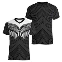 Poutama Korowai New Zealand Women V-Neck T-Shirt Aotearoa Maori Tattoo LT14 - Polynesian Pride
