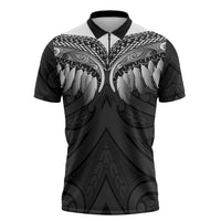 Poutama Korowai New Zealand Zipper Polo Shirt Aotearoa Maori Tattoo LT14 Black - Polynesian Pride