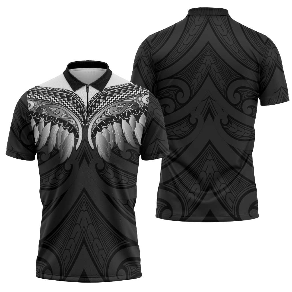 Poutama Korowai New Zealand Zipper Polo Shirt Aotearoa Maori Tattoo LT14 - Polynesian Pride