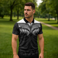 Poutama Korowai New Zealand Zipper Polo Shirt Aotearoa Maori Tattoo LT14 - Polynesian Pride