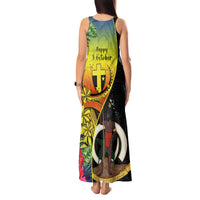 Vanuatu Tafea Day Tank Maxi Dress Coat Of Arms Mix Tropical Flowers LT14 - Polynesian Pride