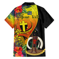 Personalised Vanuatu Tafea Day Family Matching Tank Maxi Dress and Hawaiian Shirt Coat Of Arms Mix Tropical Flowers LT14 - Polynesian Pride