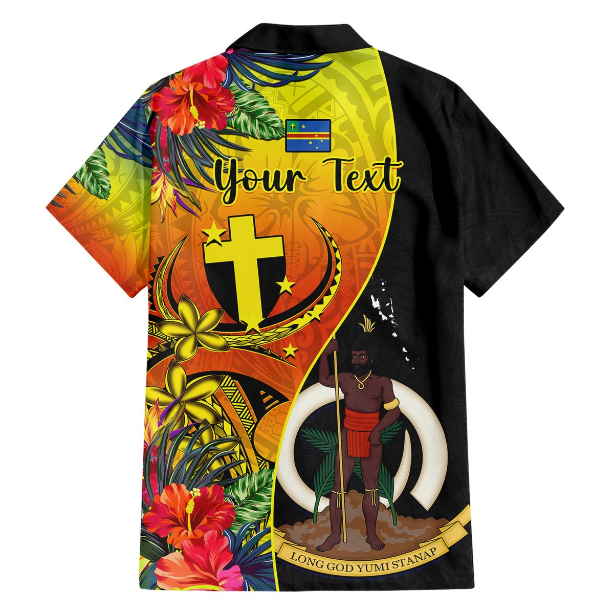 Personalised Vanuatu Tafea Day Hawaiian Shirt Coat Of Arms Mix Tropical Flowers LT14 - Polynesian Pride