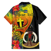 Personalised Vanuatu Tafea Day Hawaiian Shirt Coat Of Arms Mix Tropical Flowers LT14 - Polynesian Pride
