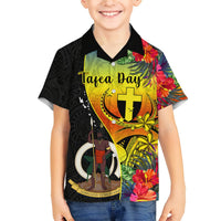 Personalised Vanuatu Tafea Day Hawaiian Shirt Coat Of Arms Mix Tropical Flowers LT14 - Polynesian Pride