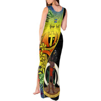 Personalised Vanuatu Tafea Day Tank Maxi Dress Coat Of Arms Mix Tropical Flowers LT14 - Polynesian Pride