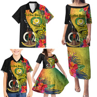 Vanuatu Torba Day Family Matching Puletasi Dress and Hawaiian Shirt Coat Of Arms Mix Tropical Flowers LT14 - Polynesian Pride