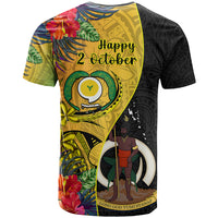 Vanuatu Torba Day T Shirt Coat Of Arms Mix Tropical Flowers LT14 - Polynesian Pride