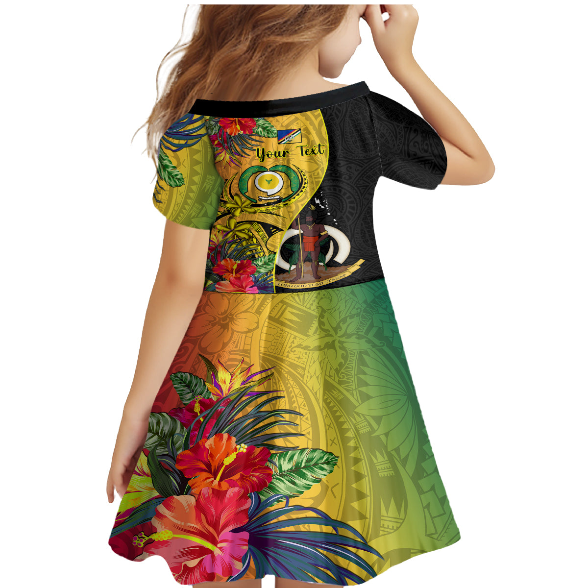 Personalised Vanuatu Torba Day Family Matching Mermaid Dress and Hawaiian Shirt Coat Of Arms Mix Tropical Flowers LT14 - Polynesian Pride