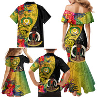 Personalised Vanuatu Torba Day Family Matching Mermaid Dress and Hawaiian Shirt Coat Of Arms Mix Tropical Flowers LT14 - Polynesian Pride
