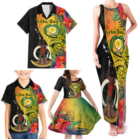 Personalised Vanuatu Torba Day Family Matching Tank Maxi Dress and Hawaiian Shirt Coat Of Arms Mix Tropical Flowers LT14 - Polynesian Pride