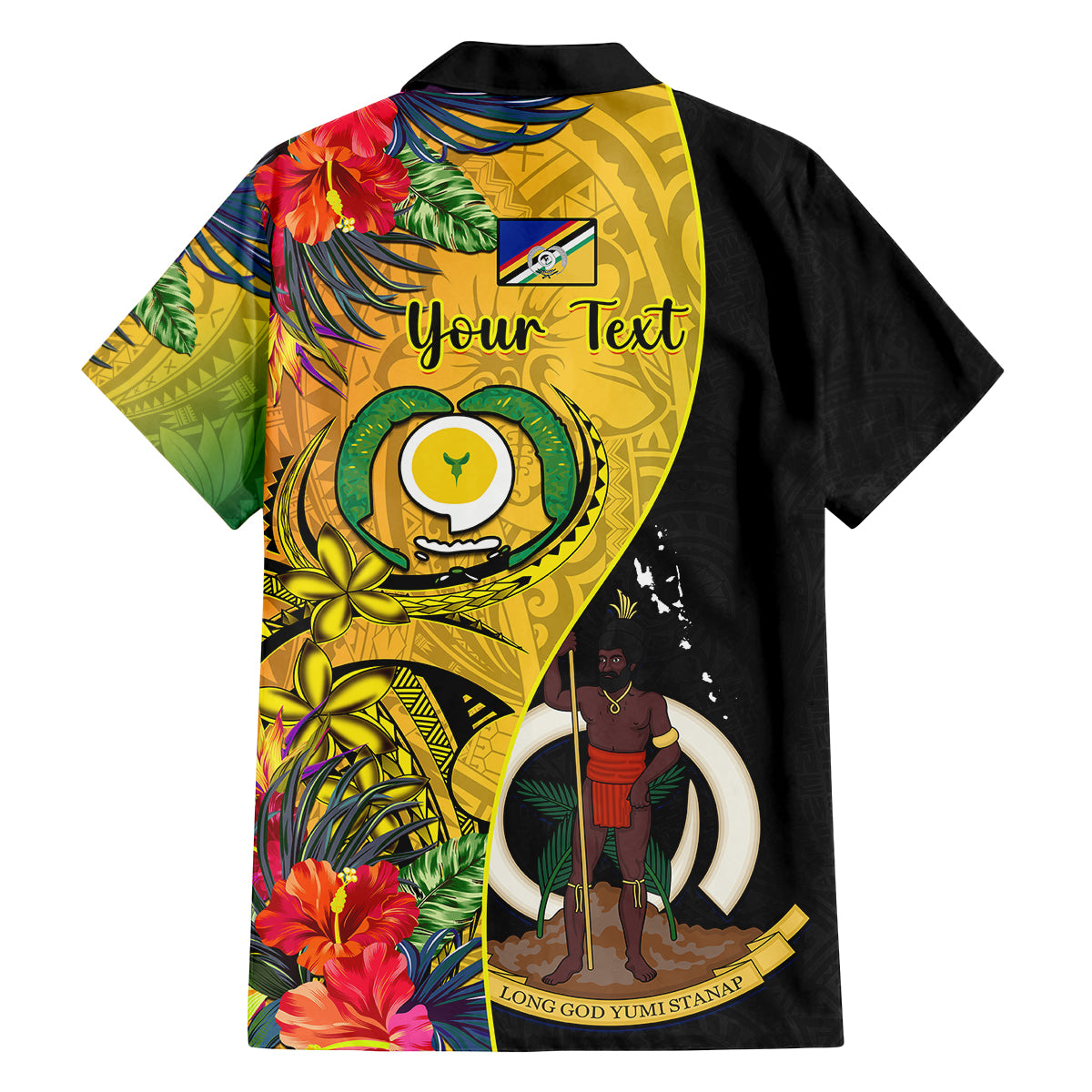 Personalised Vanuatu Torba Day Family Matching Tank Maxi Dress and Hawaiian Shirt Coat Of Arms Mix Tropical Flowers LT14 - Polynesian Pride