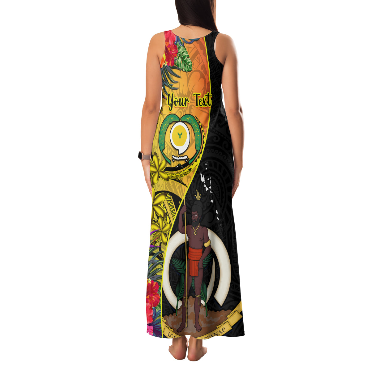 Personalised Vanuatu Torba Day Family Matching Tank Maxi Dress and Hawaiian Shirt Coat Of Arms Mix Tropical Flowers LT14 - Polynesian Pride