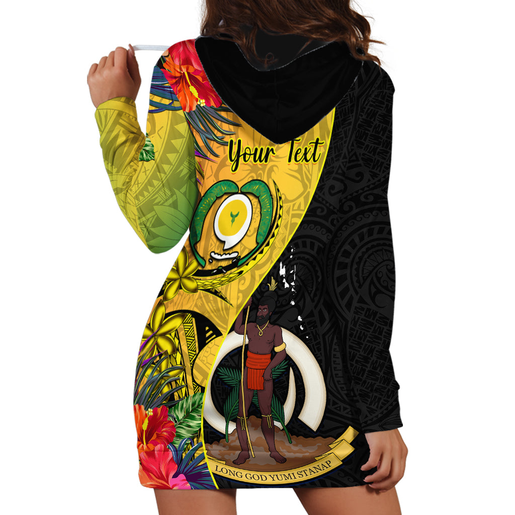 Personalised Vanuatu Torba Day Hoodie Dress Coat Of Arms Mix Tropical Flowers LT14 - Polynesian Pride