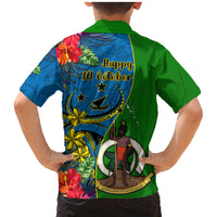 Vanuatu Malampa Day Family Matching Mermaid Dress and Hawaiian Shirt Coat Of Arms Mix Tropical Flowers LT14 - Polynesian Pride