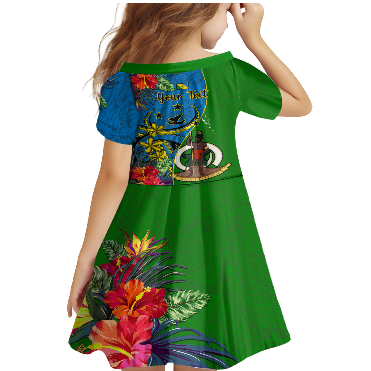 Personalised Vanuatu Malampa Day Family Matching Mermaid Dress and Hawaiian Shirt Coat Of Arms Mix Tropical Flowers LT14 - Polynesian Pride