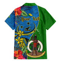 Personalised Vanuatu Malampa Day Family Matching Mermaid Dress and Hawaiian Shirt Coat Of Arms Mix Tropical Flowers LT14 - Polynesian Pride