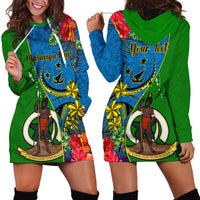 Personalised Vanuatu Malampa Day Hoodie Dress Coat Of Arms Mix Tropical Flowers LT14 - Polynesian Pride