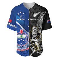 New Zealand And Samoa Rugby Baseball Jersey All Black Tiki Fern Mix Manu Samoa 2023 World Cup LT14 Black - Polynesian Pride