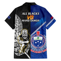New Zealand And Samoa Rugby Family Matching Long Sleeve Bodycon Dress and Hawaiian Shirt All Black Tiki Fern Mix Manu Samoa 2023 World Cup LT14 - Polynesian Pride