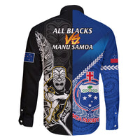 New Zealand And Samoa Rugby Family Matching Long Sleeve Bodycon Dress and Hawaiian Shirt All Black Tiki Fern Mix Manu Samoa 2023 World Cup LT14 - Polynesian Pride