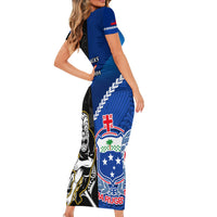 New Zealand And Samoa Rugby Family Matching Short Sleeve Bodycon Dress and Hawaiian Shirt All Black Tiki Fern Mix Manu Samoa 2023 World Cup LT14 - Polynesian Pride