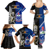 New Zealand And Samoa Rugby Family Matching Summer Maxi Dress and Hawaiian Shirt All Black Tiki Fern Mix Manu Samoa 2023 World Cup LT14 - Polynesian Pride