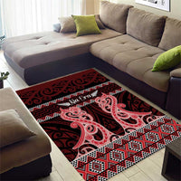 Kia Ora New Zealand Area Rug Maori Language Week Whero Taniko Motif - Polynesian Pride