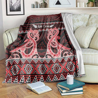 Kia Ora New Zealand Blanket Maori Language Week Whero Taniko Motif - Polynesian Pride