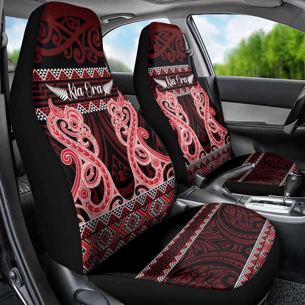 Kia Ora New Zealand Car Seat Cover Maori Language Week Whero Taniko Motif LT14 - Polynesian Pride