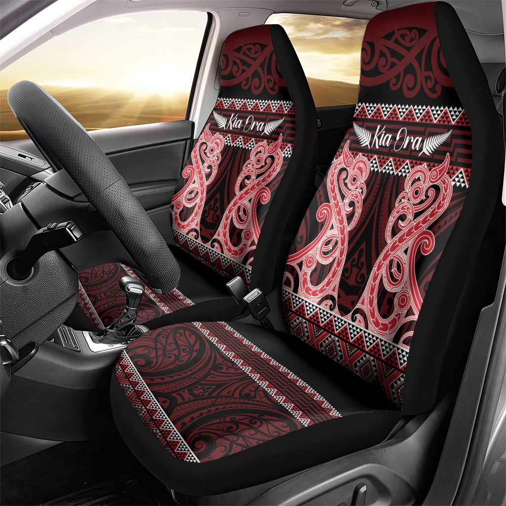 Kia Ora New Zealand Car Seat Cover Maori Language Week Whero Taniko Motif LT14 - Polynesian Pride