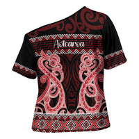 Kia Ora New Zealand Cross Shoulder Shirt Maori Language Week Whero Taniko Motif LT14 - Polynesian Pride