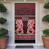 Kia Ora New Zealand Door Cover Maori Language Week Whero Taniko Motif LT14 Red - Polynesian Pride