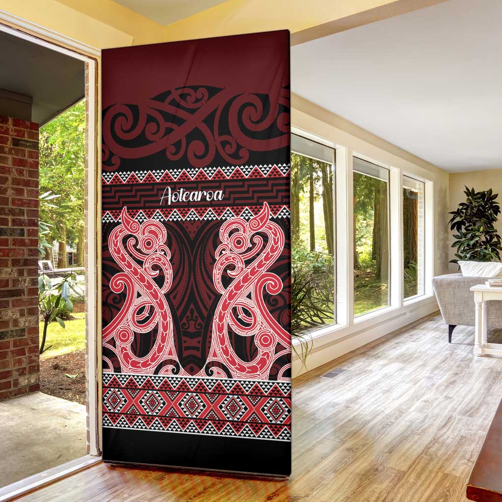 Kia Ora New Zealand Door Cover Maori Language Week Whero Taniko Motif LT14 - Polynesian Pride