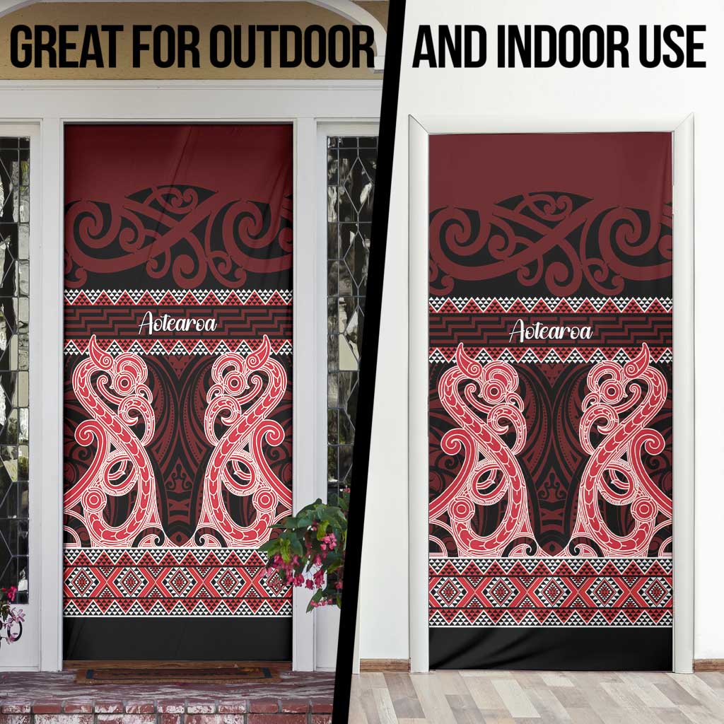 Kia Ora New Zealand Door Cover Maori Language Week Whero Taniko Motif LT14 - Polynesian Pride