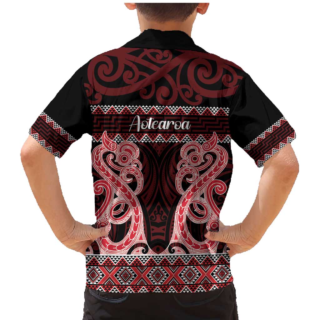 Kia Ora New Zealand Family Matching Mermaid Dress and Hawaiian Shirt Maori Language Week Whero Taniko Motif LT14 - Polynesian Pride