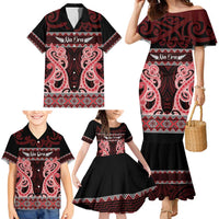 Kia Ora New Zealand Family Matching Mermaid Dress and Hawaiian Shirt Maori Language Week Whero Taniko Motif LT14 - Polynesian Pride