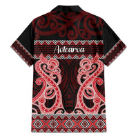 Kia Ora New Zealand Family Matching Puletasi and Hawaiian Shirt Maori Language Week Whero Taniko Motif LT14 - Polynesian Pride