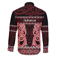 Kia Ora New Zealand Family Matching Puletasi and Hawaiian Shirt Maori Language Week Whero Taniko Motif LT14 - Polynesian Pride