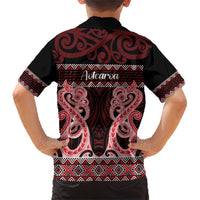 Kia Ora New Zealand Family Matching Short Sleeve Bodycon Dress and Hawaiian Shirt Maori Language Week Whero Taniko Motif LT14 - Polynesian Pride
