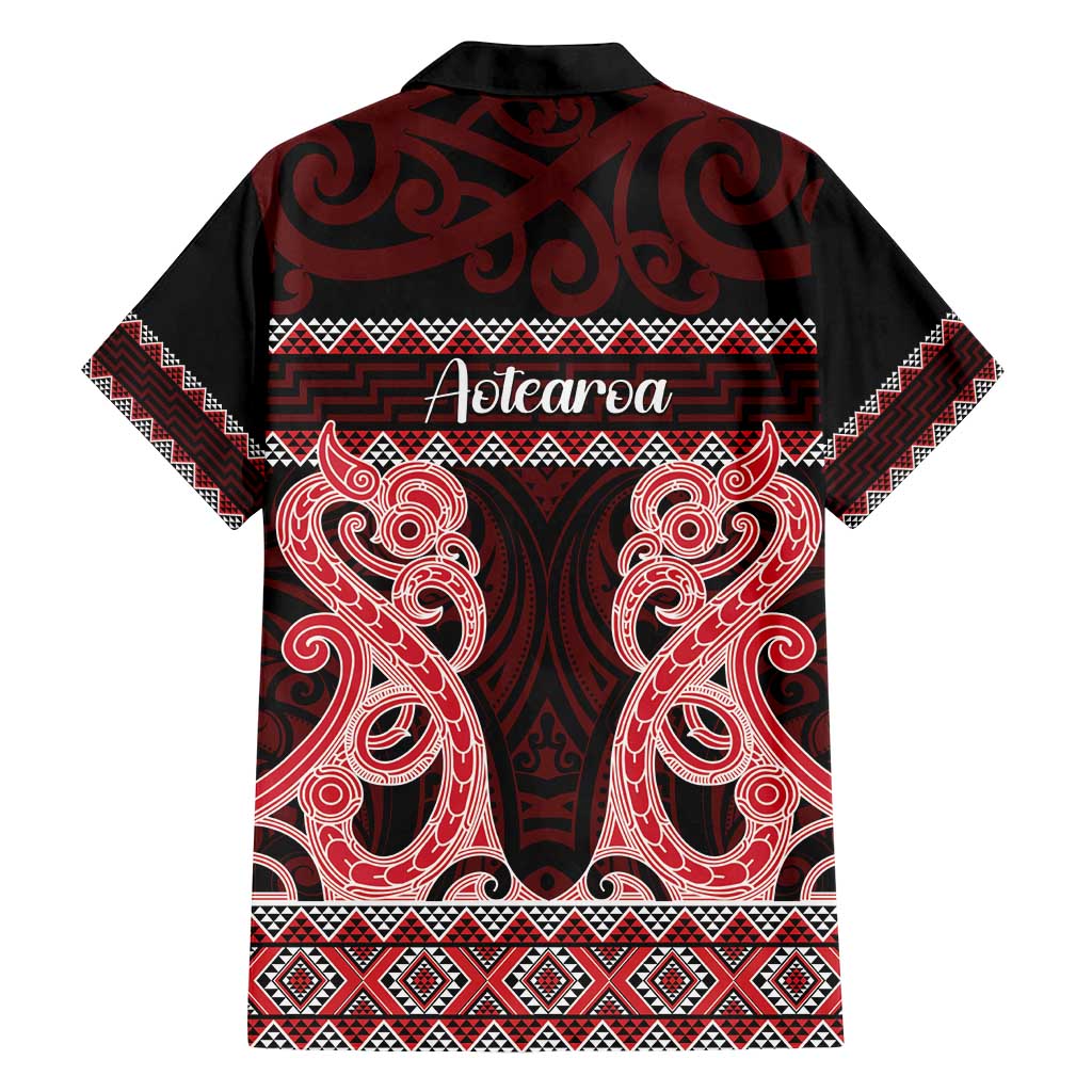 Kia Ora New Zealand Family Matching Tank Maxi Dress and Hawaiian Shirt Maori Language Week Whero Taniko Motif LT14 - Polynesian Pride