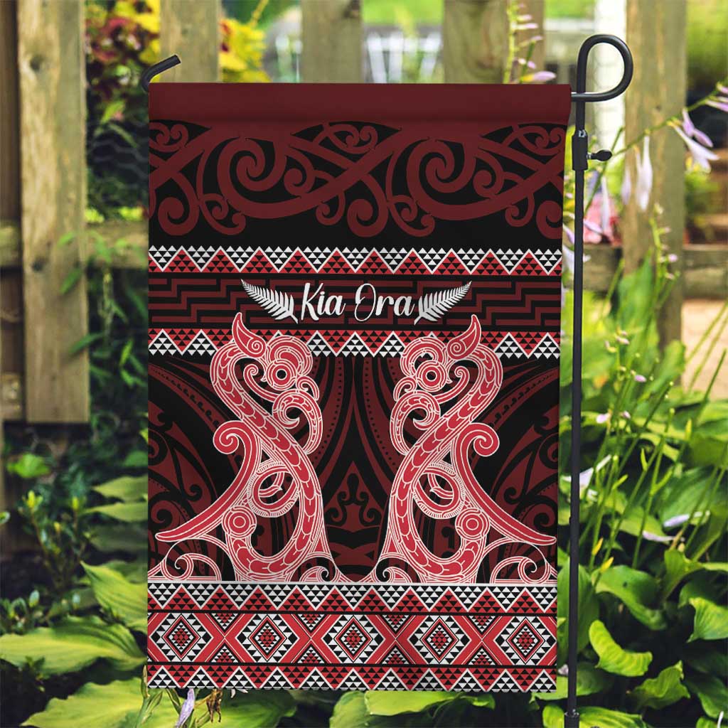 Kia Ora New Zealand Garden Flag Maori Language Week Whero Taniko Motif LT14 Garden Flag Red - Polynesian Pride