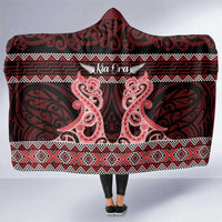Kia Ora New Zealand Hooded Blanket Maori Language Week Whero Taniko Motif LT14 One Size Red - Polynesian Pride
