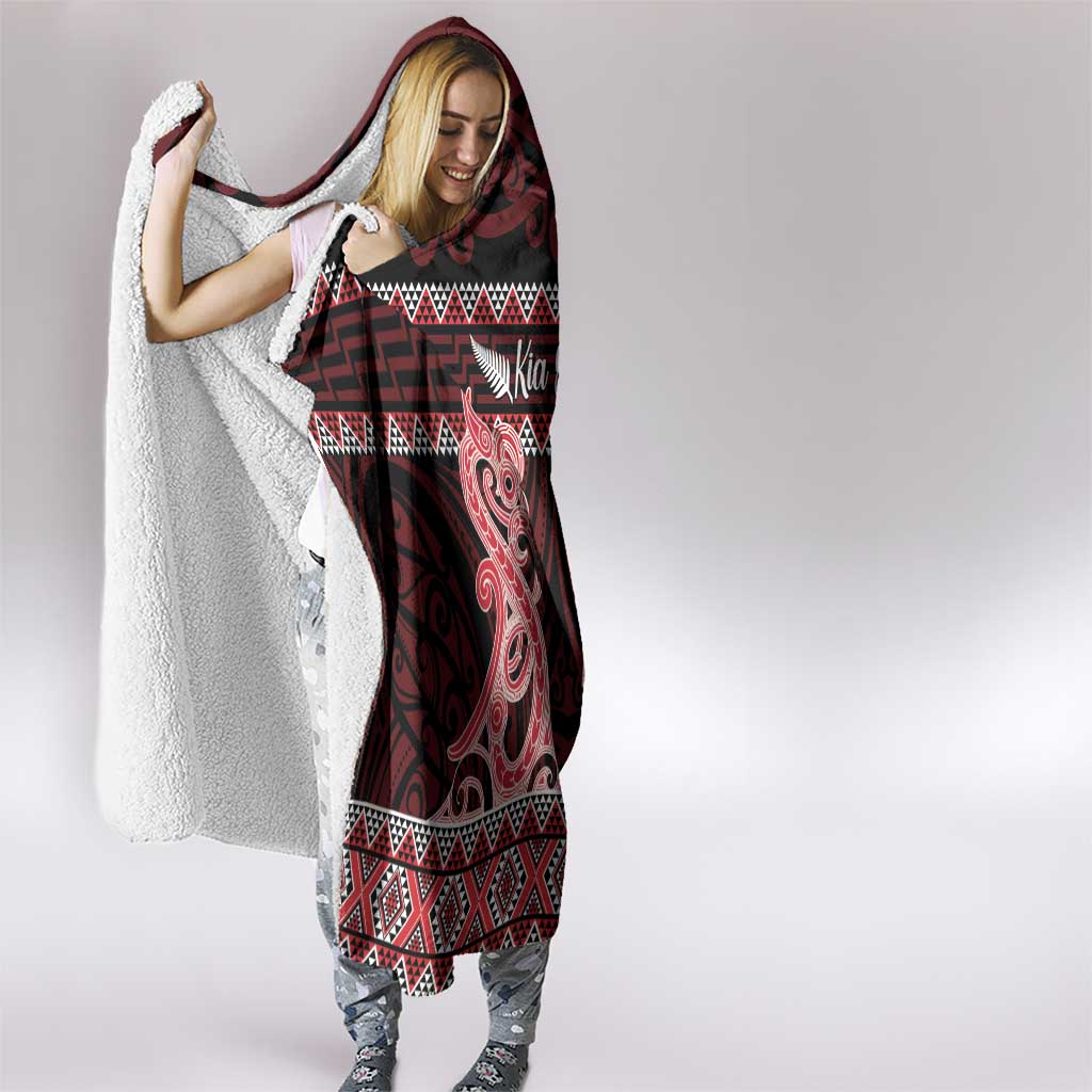 Kia Ora New Zealand Hooded Blanket Maori Language Week Whero Taniko Motif LT14 - Polynesian Pride