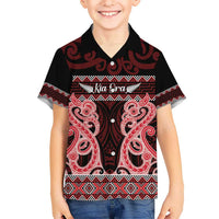 Kia Ora New Zealand Kid Hawaiian Shirt Maori Language Week Whero Taniko Motif LT14 Kid Red - Polynesian Pride