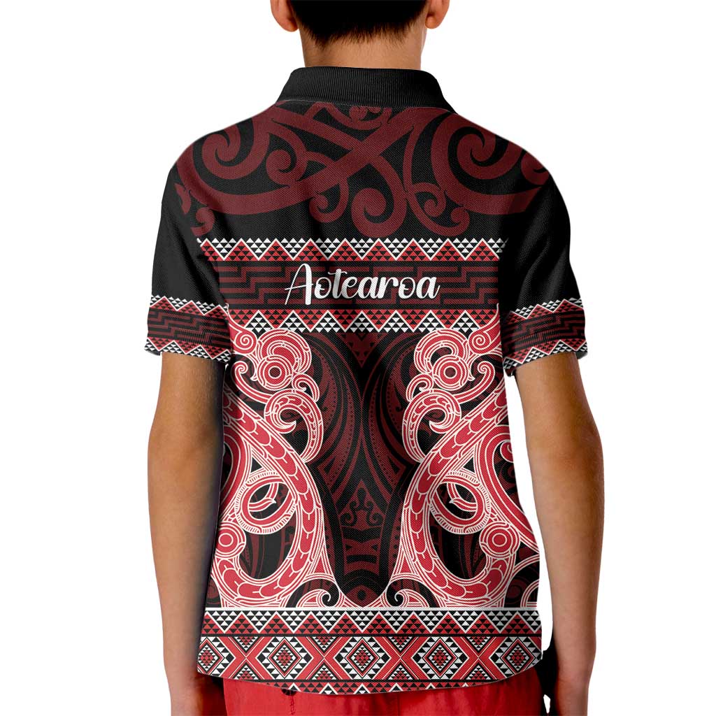 Kia Ora New Zealand Kid Polo Shirt Maori Language Week Whero Taniko Motif LT14 - Polynesian Pride